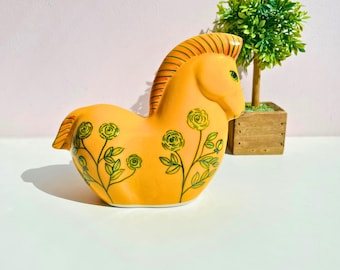 Ceramic Horse Ornament: Small Colorful Pony Figurine Home Decor & Gift for Horse Lovers