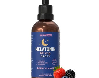 Gotas de Melatonina 60mg com L-Teanina, Vitaminas B6, B12 e D3 – Sabor Frutas Vermelhas para Auxílio no Sono, Melatonina Líquida de Ação Rápida, 120ml (4 fl oz)