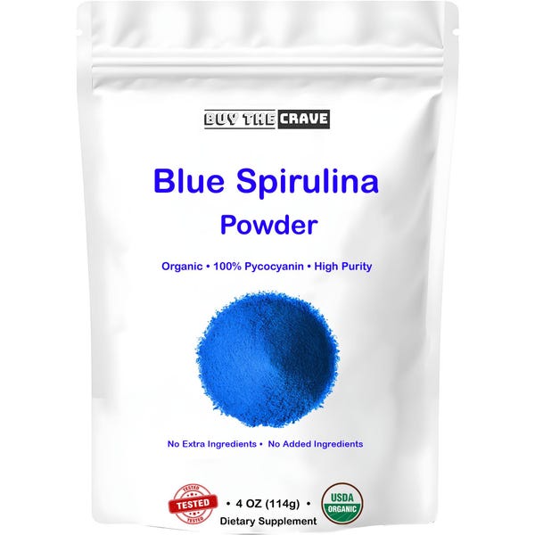 Biologisch blauw spirulinapoeder – fycocyanine-extract | 60 Porties | Geen visgeur | 100% veganistische blauwgroene algenproteïne | 4 oz (114 g)