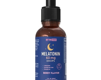 Gotas de Melatonina 60mg com L-Teanina, Vitaminas B6, B12 e D3 – Sabor Frutas Vermelhas para Auxílio no Sono, Melatonina Líquida de Ação Rápida, 60ml (2 fl oz)