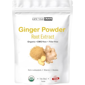 Organic Ginger Root Extract Powder, Ginger Supplement, Herbal Supplement, Great for Baking, Cooking & Tea, 453g (1 lbs)