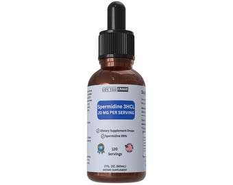 Spermidine Liquid Drops – 20mg per Serving – Cellular Health & Longevity Support – Fast-Absorbing Formula – 2 fl oz Dropper Bottle