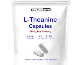 L-Theanine 400mg Per Capsule, Extra Strength, Double Strength, 500 Capsules, Non-GMO, Gluten Free