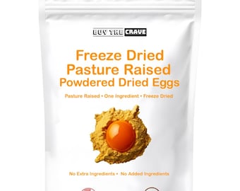 Freeze Dried Powdered Dried Eggs, Grade A Eggs, Pasture Raised, 85 Servings, MRE Food Supply, Camping, 25+ Year Shelf Life, 32 OZ