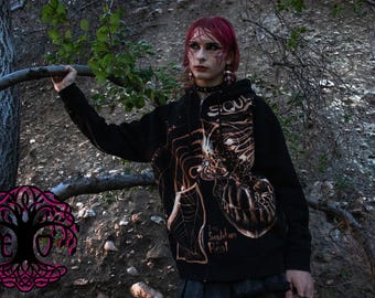 Upcycled Bleach Dye Sweatshirt: Hand-Painted Skull Wearable Art