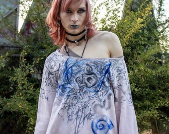 Hand-Painted Primordial Sweater: Organic Land & Sea Design