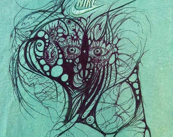 Upcycled Hand-Drawn T-Shirt: Sustainable Wearable Art