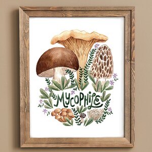 Mushroom Art Print, Mycophile Gift, Mycophile Art Print, Chanterelle Art, Porcini Wall Art, Penny Bun Print, Morel Print, Forager Gift image 2