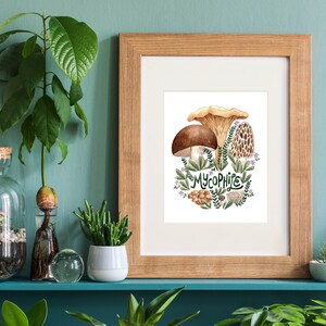 Mushroom Art Print, Mycophile Gift, Mycophile Art Print, Chanterelle Art, Porcini Wall Art, Penny Bun Print, Morel Print, Forager Gift image 5