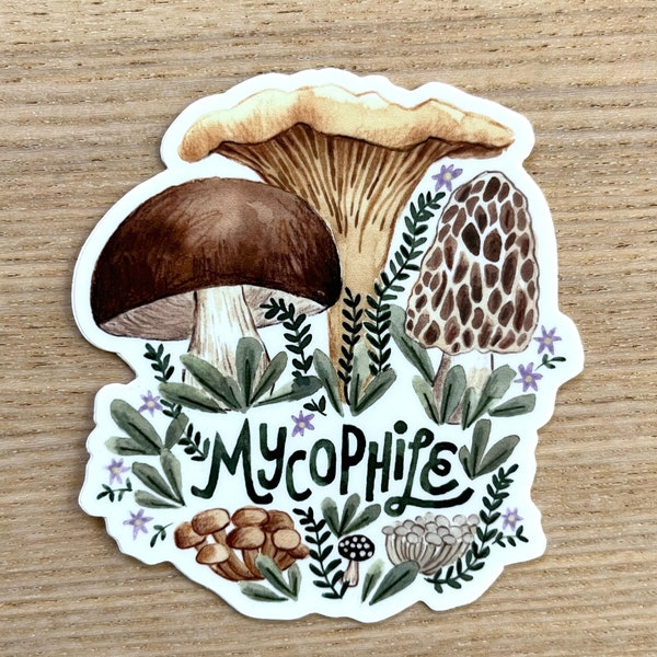 Mushroom Sticker, Water Resistant Vinyl Sticker, Mycology Sticker, Mushroom Stocking Stuffer, Mushroom Gift, Laptop, Water Bottle Sticker