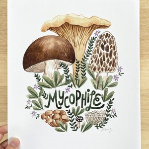 Mushroom Art Print, Mycophile Gift, Mycophile Art Print, Chanterelle Art, Porcini Wall Art, Penny Bun Print, Morel Print, Forager Gift image 4