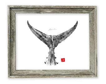 Impression de queue de thon encadrée gyotaku