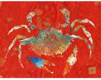 Impression gyotaku crabe rouge