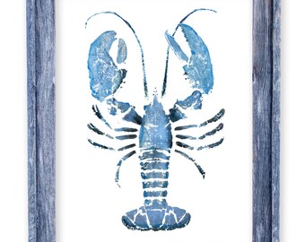 Impression de gyotaku de homard bleu encadré