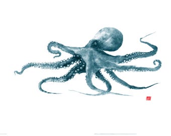 Impression Pieuvre Gyotaku qui marche