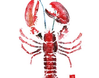 Impression Gyotaku Homard rouge