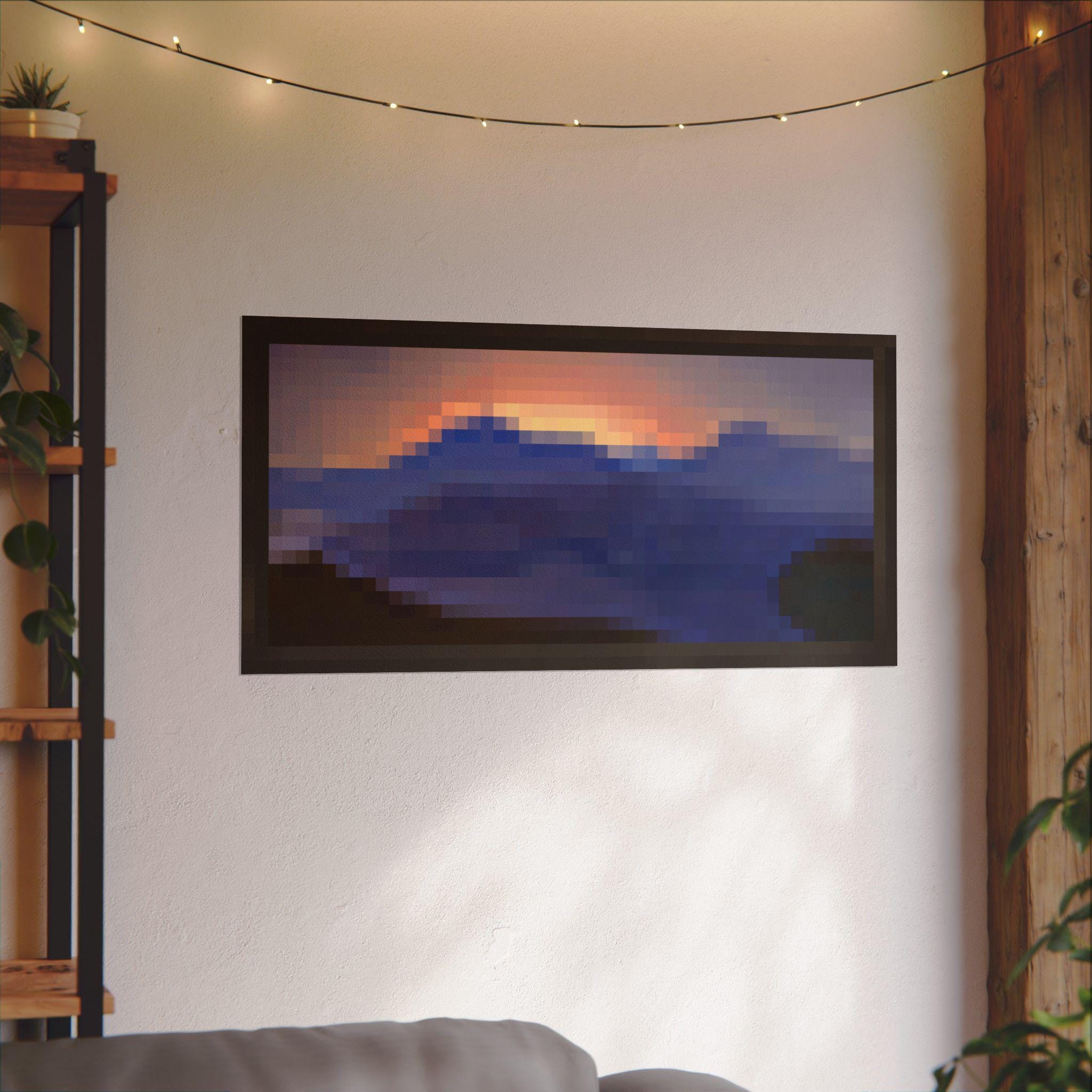 Minecraft Sunset Painting Poster Print, Video Game Wall Art, Gaming ...