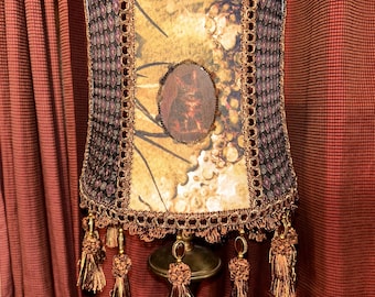 Handmade purple & green kitty lampshade