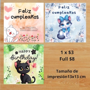 Cats Gift cards, Cute Gifts, Pdf file, Gift cards, Birthday Products, Printable Document, Customizable cards, Pdf File