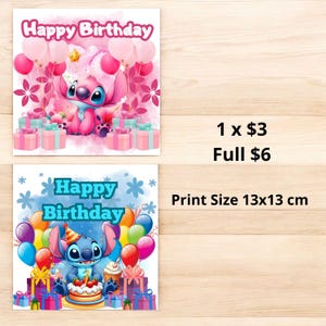 Stitch-Geschenkkarten, Geschenkkarten, Geburtstagsprodukte, anpassbare Karten, PDF-Datei