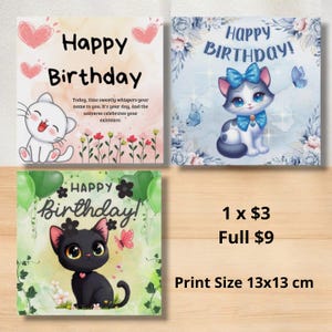 Cartes cadeaux pour chats, Cadeaux mignons, Fichier PDF, Cartes cadeaux, Produits d'anniversaire, Document imprimable, Cartes personnalisables, Fichier PDF