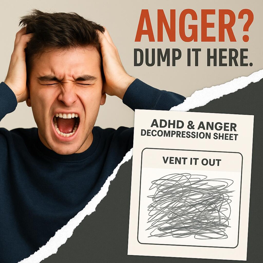 ADHD Anger Decompression Worksheet • Visual Rage Sheet • Emotional ...