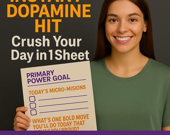 Instant DOPAMINE Daily – ADHD Printable Worksheet for Teens (13–17) | Focus Tracker | Routine Builder | Mental Reset Sheet