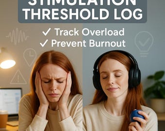 Stimulation Threshold Log | ADHD Sensory Overload Tracker for Noise, Light & Chaos | Neurodivergent Mental Load Printable