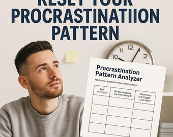 Procrastination Pattern Analyzer | ADHD Task Avoidance Worksheet | Break the Cycle | Printable Executive Function Tracker | Mental Block Too