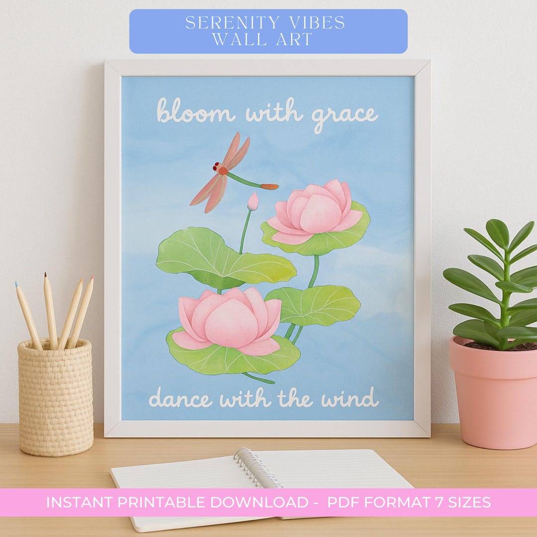 Lotus Flower Watercolor Printable Art Room Decor Girl Wall Art Pastel ...