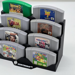 Nintendo 64 Game Cartridge Display Stand – Fits 13” Cube Shelf | N64 Game Holder | Retro Gaming Storage