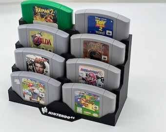 Nintendo 64 Game Cartridge Display Stand – Fits 13” Cube Shelf | N64 Game Holder | Retro Gaming Storage