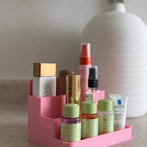 Makeup Organizer | Tiered Skincare and Cosmetic Storage Box | Vanity and Bathroom Countertop Organizer