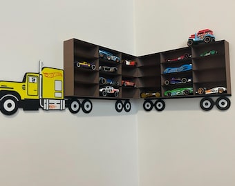 Hot Wheels Display Shelf | Truck Wall Rack for Die-Cast Cars | Boys Room Storage Organizer