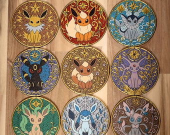 Elemental Evolution Coaster Set | Stained Glass Style Coasters | 3D Printed Drink Coasters | Gamer Gift | Gaming Room Decor