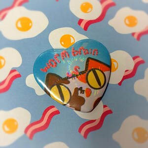 Worm Brain Cat Heart Shaped Button