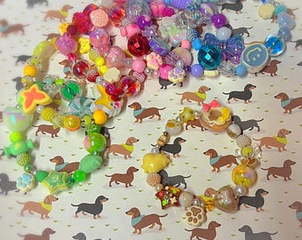 Paw Decora Chunky Beaded Bracelets Strechy Alt J Fashion Furry Cat Dog
