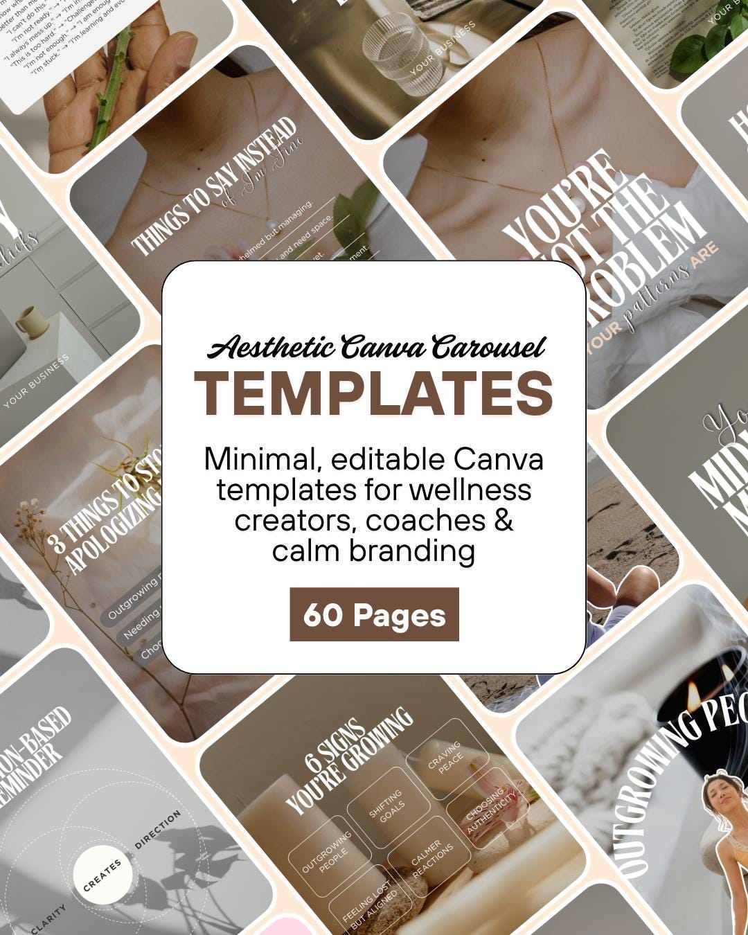 Wellness Canva Templates – Instagram Carousel & Infographics (60-page ...