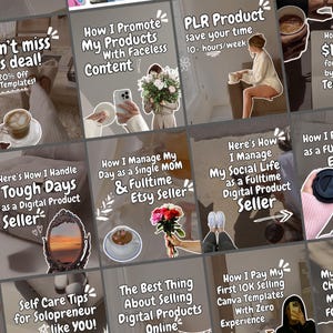 Viral Cozy Brown Carousel Covers Canva Template | 50 Doodle Covers + Full Templates (Instagram TikTok)