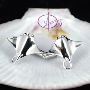 Manta Ray Cufflinks in Solid Sterling Silver Rhodium Plated Ocean men Jewelry diver jewellery gift for him beach wedding party image 2