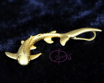 Zebra Shark Necklace Sterling Silver Satin Gold Plated 3D Leopard Shark Pendant Ocean Sealife Marine Beach Party Scuba diving jewelry gift