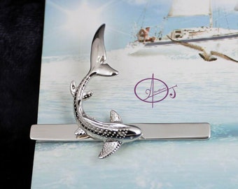 Zebra Shark Tie Clip in Solid 925 Sterling Silver Rhodium plated Men Jewelry Ocean Nautical Scuba Diver Jewellery