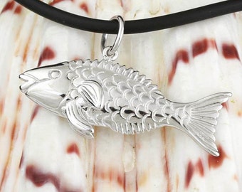 3D perroquets poisson solide 925 argent Sterling rhodié poissons tropicaux pendentif collier pêche océan mer bijoux plongeur cadeau