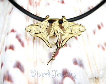 Manta Ray Shark Necklace Gold Plated Solid 925 Sterling Silver Stylish Pendant Necklace Ocean Beach Diver cool necklace