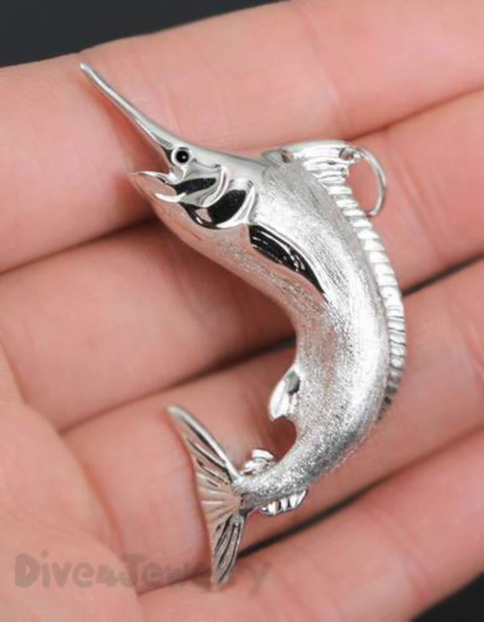 3D Blue Marlin Swordfish Necklace Sterling Silver 3D Fish Big Etsy