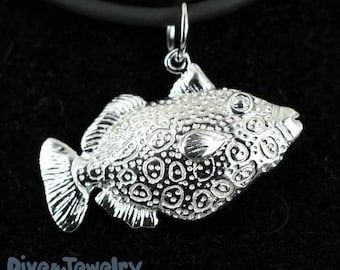 Clown gâchette poisson collier 924 argent massif 3D poissons pendentif collier océan récif plongée bijoux cadeau