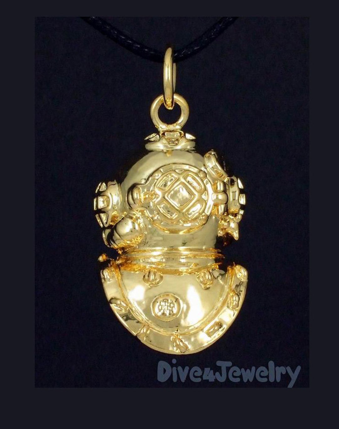 Scuba Diving Helmet Gold Plated 3D Dive Helmet Pendant Necklace Great