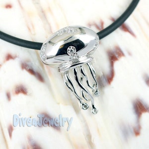 Cz Jellyfish Necklace Sterling Silver Jelly fish Pendant with Necklace Ocean Beach Jewellery image 4