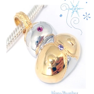 Colgante de muñeco de nieve, oro de plata esterlina plateado dos tonos collar de Navidad, regalo de Navidad, regalo de Navidad, joyería de invierno, colgante stickman