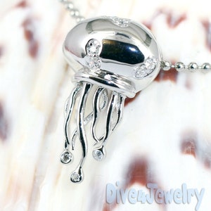 Cz Jellyfish Necklace Sterling Silver Jelly fish Pendant with Necklace Ocean Beach Jewellery image 5